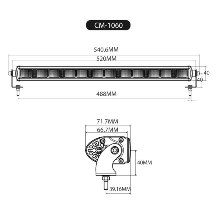led light bar CM-1060 Dimensions