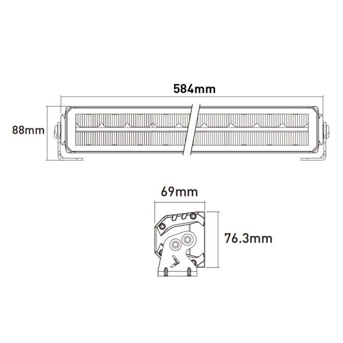 22INCH DUAL ROW BEZEL-LESS LED LIGHT BAR Dimensions